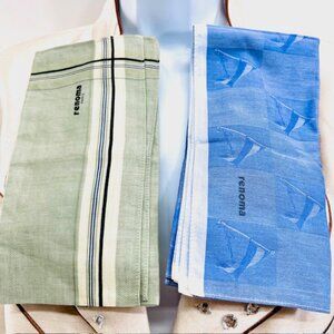 2 New  Renoma Paris  Men pocket square costton/silk, 18" Lavender green (39)